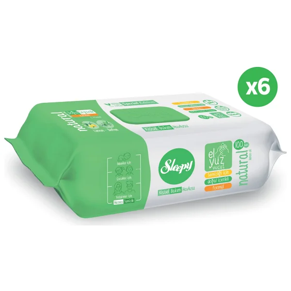 Sleepy Natural 100 Yaprak 6'lı Paket Kişisel Bakım Havlusu - Görsel 2