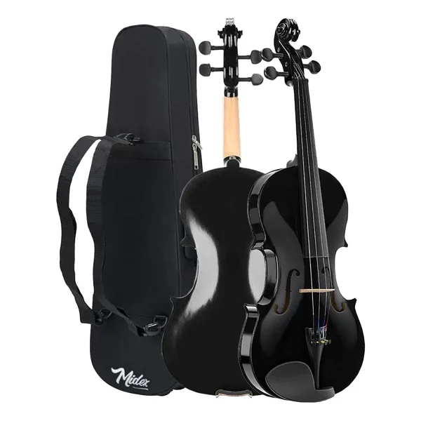 Midex Hga44bk-Tys Full Siyah Set Keman 4/4 Yastık Reçine Çanta Yedek Tel Susturucu Yay - Görsel 3