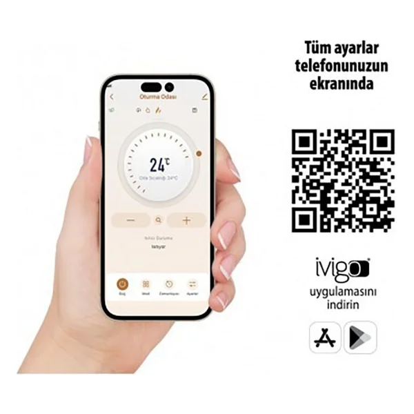 İvigo Ivigo Wi-Fi Uzaktan Erişimli Konvektör Isıtıcı 2500 Watt Ahşap Epk4590w25a - Görsel 5