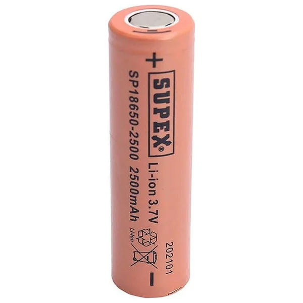 Supex 18650-2500 3.7v 2500 mAh Düz Kafa Lı-Ion Pil - Görsel 3