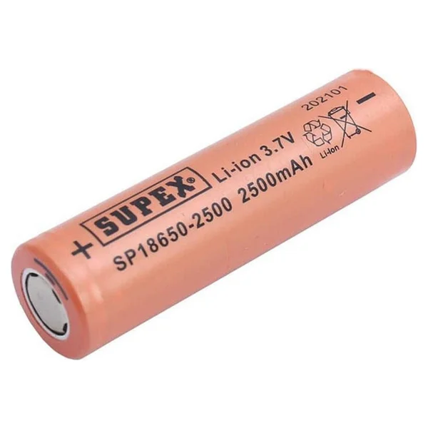 Supex 18650-2500 3.7v 2500 mAh Düz Kafa Lı-Ion Pil - Görsel 4
