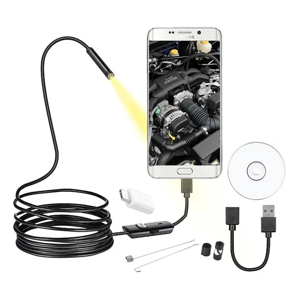 Powermaster 3in1 Micro USB+Type C+PC 8 Mm Işıklı 5 Metre Endeskop Yılan Kamera - Görsel 3