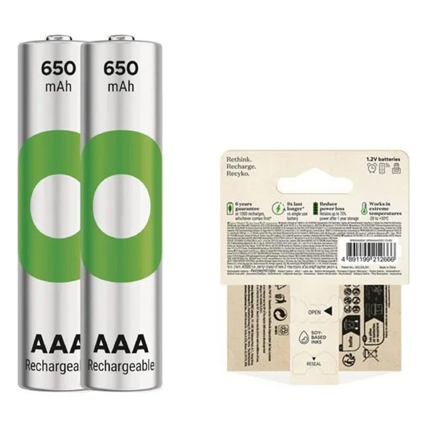Gp Recyko 650 mAh 2'li Şarjlı Aaa İnce Kalem Pil - Görsel 10