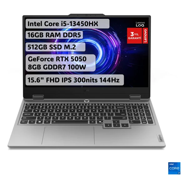 Lenovo Loq 15ırx10 83je00jltr İ5-13450hx 16 GB 512 GB SSD Rtx5050 15.6" Full HD Gaming Laptop - Görsel 2