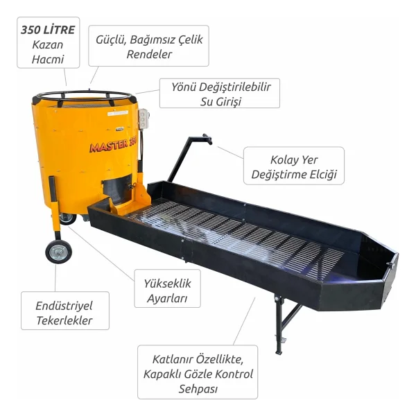 Kadıoğlu Master 350s 380 V Sehpalı Rendeli 350 Lt Ceviz Soyma Makinesi - Görsel 2