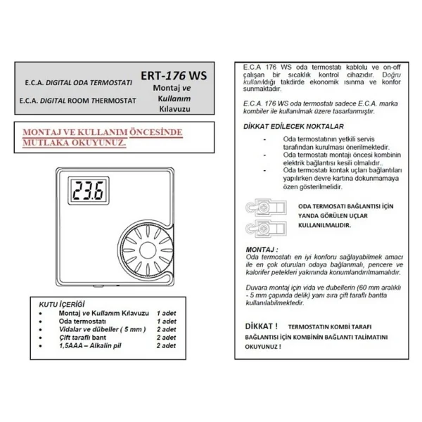 E.C.A. Ert-176 Rf 7006907522 Dijital Kablosuz Oda Termostatı - Görsel 9