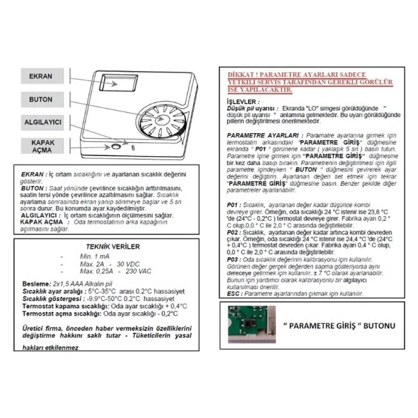 E.C.A. Ert-176 Rf 7006907522 Dijital Kablosuz Oda Termostatı - Görsel 10