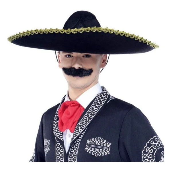 Sombrero Meksika Şapkası Altın Şeritli Yetişkin Boy - Görsel 3