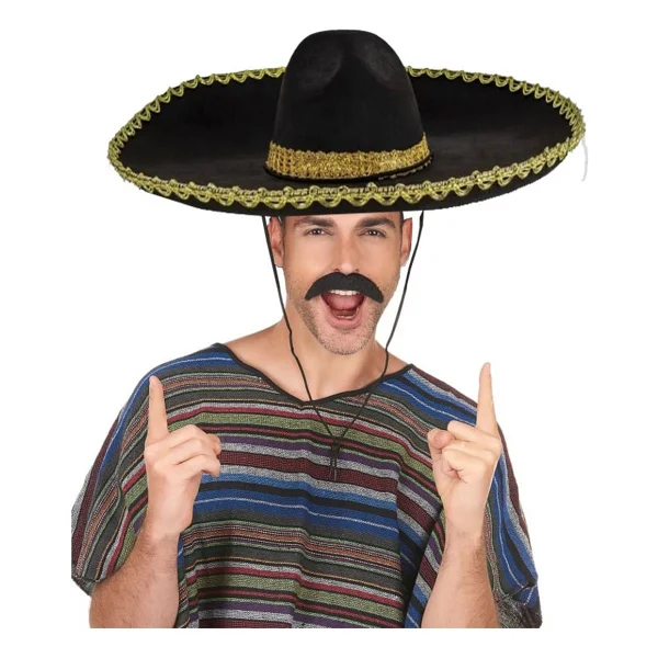 Sombrero Meksika Şapkası Altın Şeritli Yetişkin Boy - Görsel 4