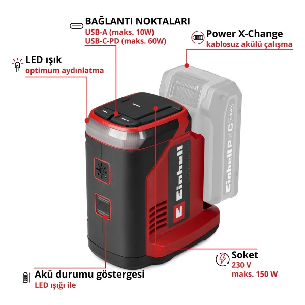 Einhell Tc-Es 18/150/1 Li - Solo Akülü Enerji İstasyonu - 1091320 - Görsel 2