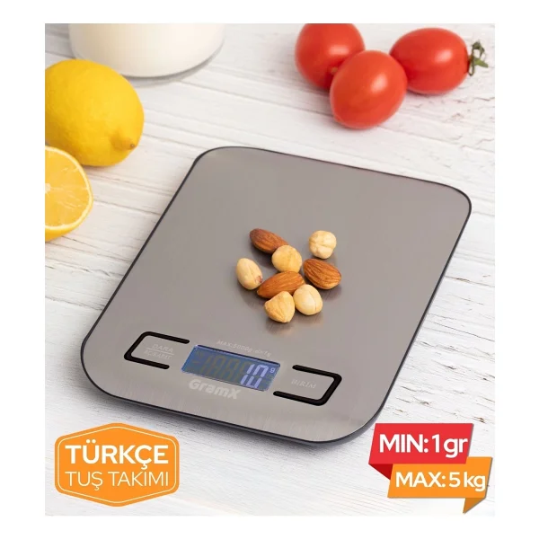 Dentigo Hassas Terazi - Mutfak Tartısı - Mutfak Terazisi - Dijital Tartı - 5 Kg 1 Gr - Paslanmaz Çelik - Pil Hediyeli - Görsel 9