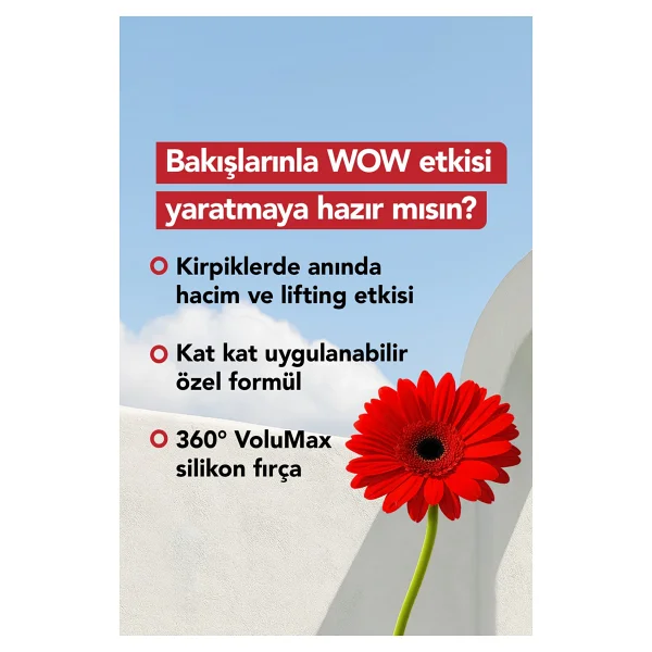 Flormar Volume Up Hacim Ve Lifting Etkili Siyah Maskara - Görsel 4