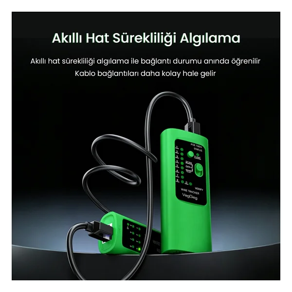 Veggieg V-E112 Çantalı Kablo Bulucu ve Poe Destekli Ethernet Ağ Kablosu Test Cihazı - Görsel 3