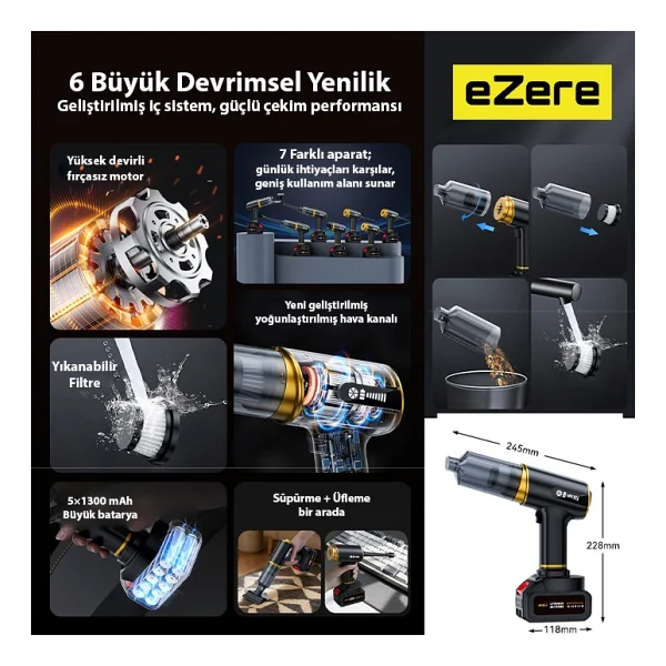 Ezere St-6609c Üflemeli Araç Süpürgesi - Görsel 4