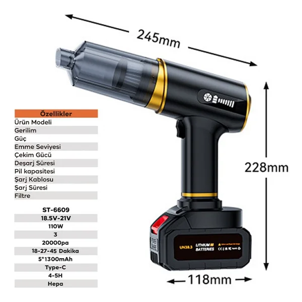 Ezere St-6609c Üflemeli Araç Süpürgesi - Görsel 9