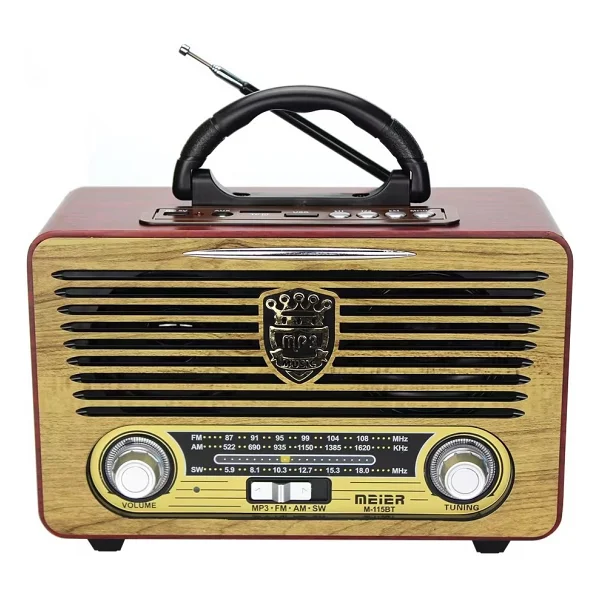 Meier M115 Dvs USB Sd Bluetooth Nostaljik Radyo - Açık Ahşap - Görsel 2