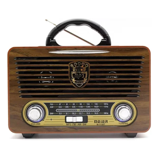 Meier M115 Dvs USB Sd Bluetooth Nostaljik Radyo - Açık Ahşap - Görsel 6