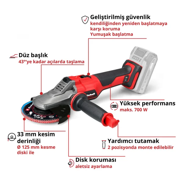 Einhell Tp-CD 18/120 Li Bl + Tp-Ag 12/125 F Li Bl (4,0 Ah Akü Ve Şarj Cihazı Ve Çanta Dahildir) - Görsel 3