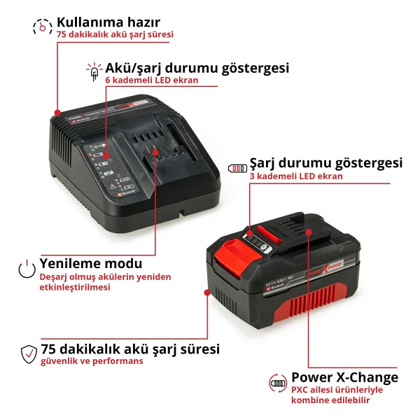 Einhell Tp-CD 18/120 Li Bl + Tp-Ag 12/125 F Li Bl (4,0 Ah Akü Ve Şarj Cihazı Ve Çanta Dahildir) - Görsel 4