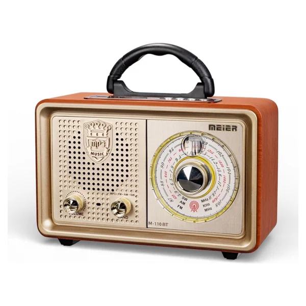 Meier M 110BT Bluetoothlu USB Sd Dvs Nostaljik Radyo Fm Am Sw Kumandalı Radyo - Kahverengi - Görsel 10