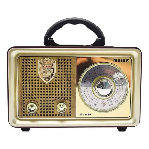 Meier M 110BT Bluetoothlu USB Sd Dvs Nostaljik Radyo Fm Am Sw Kumandalı Radyo - Kahverengi - Görsel 6