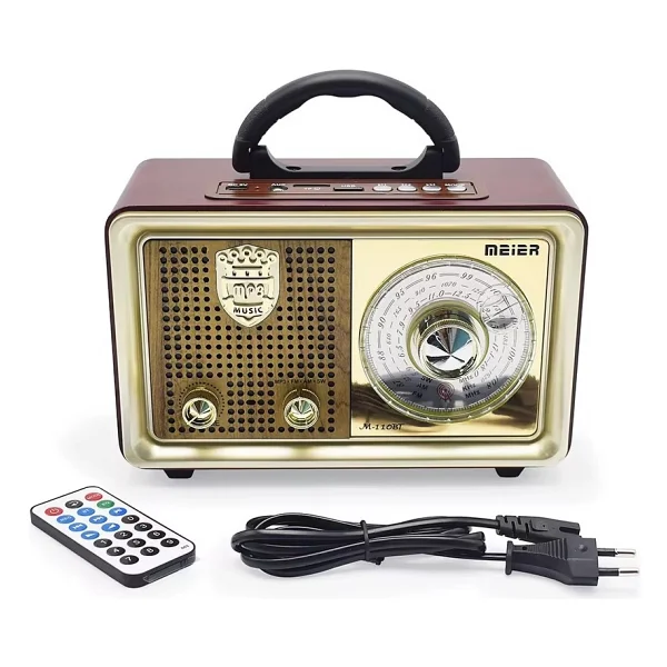 Meier M 110BT Bluetoothlu USB Sd Dvs Nostaljik Radyo Fm Am Sw Kumandalı Radyo - Kahverengi - Görsel 7