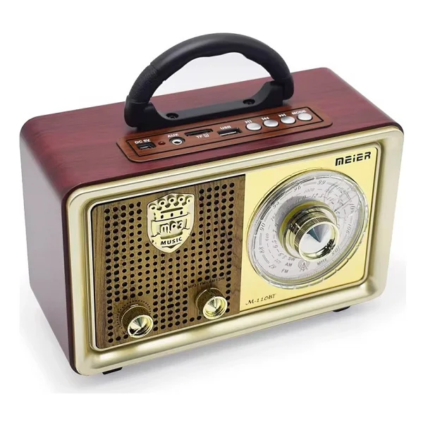 Meier M 110BT Bluetoothlu USB Sd Dvs Nostaljik Radyo Fm Am Sw Kumandalı Radyo - Kahverengi - Görsel 8