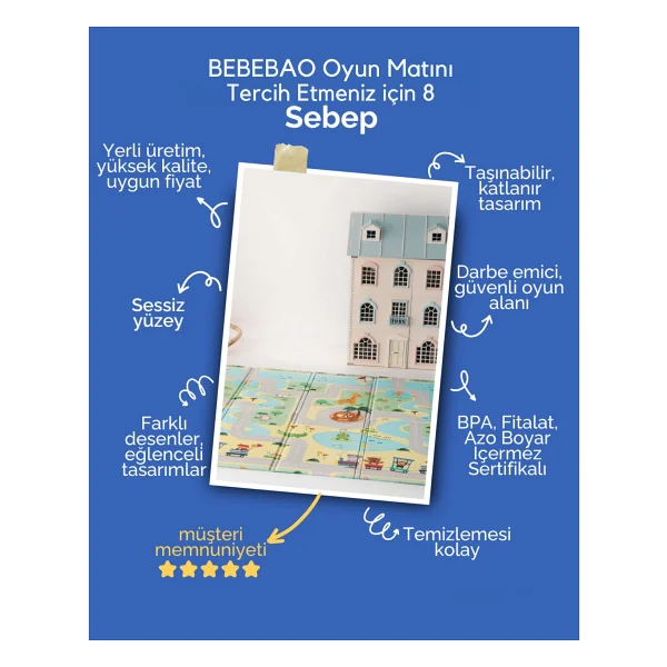 Bebebao Doğa Keşif Yolu Katlanabilir 200x130 Cm Oyun Matı - Görsel 6