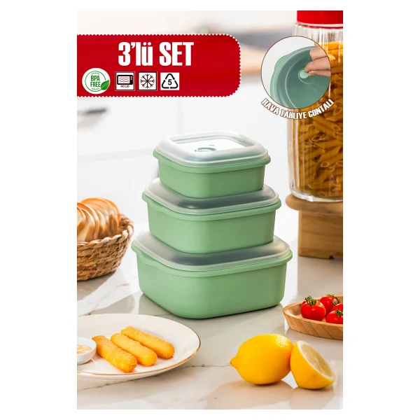 Porsima 5317 Kilitli Kare 3'lü Saklama Kabı - Görsel 7