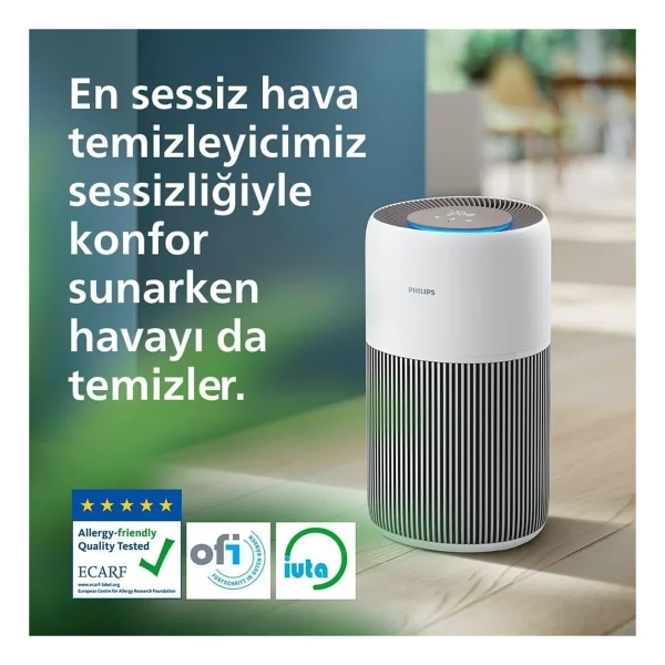 Philips 109 M2 Kapsama Alanlı Wi-Fi Destekli Sessiz Hava Temizleyici Silentwings Teknolojisi Ile Havayı Virüs Toplar Büyük Oda Ve Evler Için Akıllı Temizleyici - Beyaz - Görsel 2