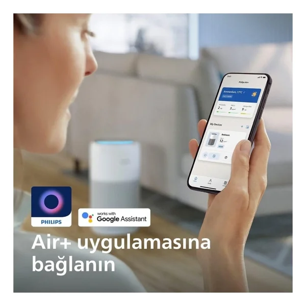 Philips 109 M2 Kapsama Alanlı Wi-Fi Destekli Sessiz Hava Temizleyici Silentwings Teknolojisi Ile Havayı Virüs Toplar Büyük Oda Ve Evler Için Akıllı Temizleyici - Beyaz - Görsel 7