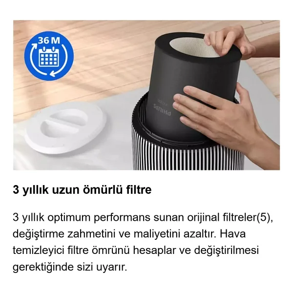 Philips 109 M2 Kapsama Alanlı Wi-Fi Destekli Sessiz Hava Temizleyici Silentwings Teknolojisi Ile Havayı Virüs Toplar Büyük Oda Ve Evler Için Akıllı Temizleyici - Beyaz - Görsel 9