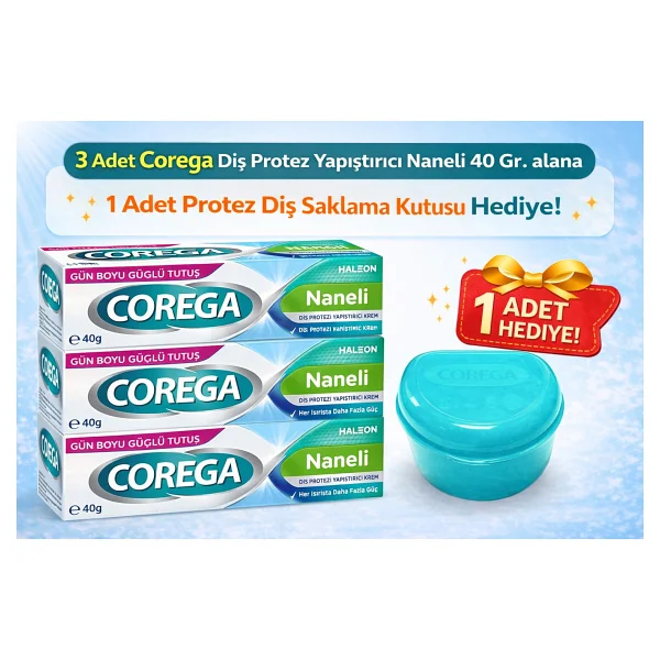 Corega Diş Protez Temizleyici 30 Tablet - 3 Adet -Diş Protez Saklama Kutusu Hediyeli - 3 Dakikada Temizleyici Tablet - Görsel 2