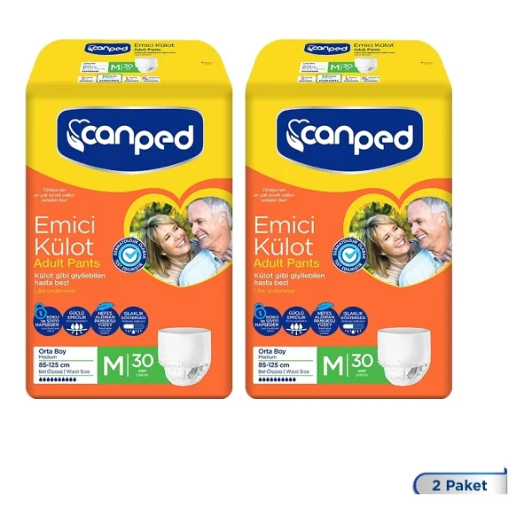 Canped Emici Külot Orta Boy M 30'lu 2 Adet Hasta Bezi - Görsel 6
