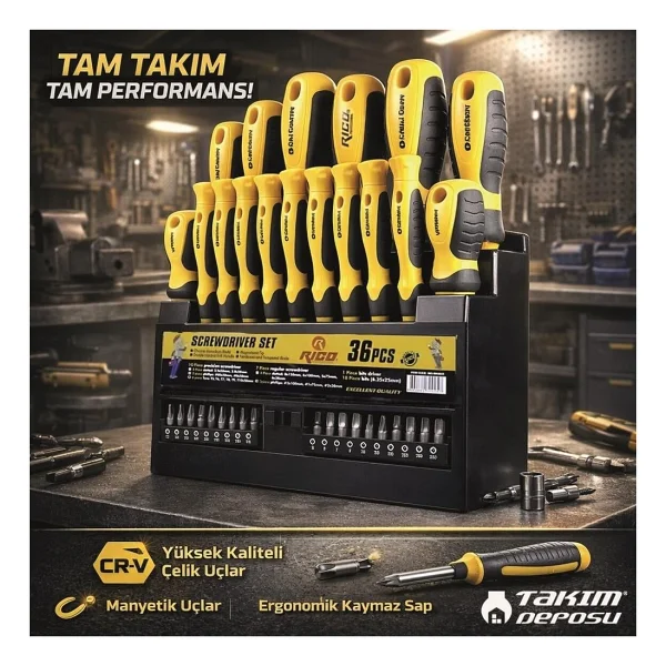 Rıco Düz Yıldız Ve Torx Uçlu Tornavida Takımı Klasik Seri 36 Parça - Görsel 2
