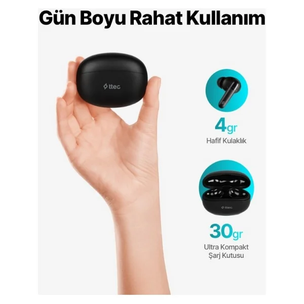 Ttec Airbeat Switch 2km152s TWS Siyah Kulak İçi Bluetooth Kulaklık - Görsel 6