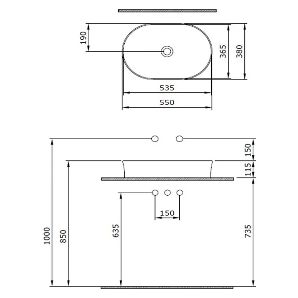Bocchi Sottile Slim Line 1521 Tezgah Üstü Lavabo - Görsel 2