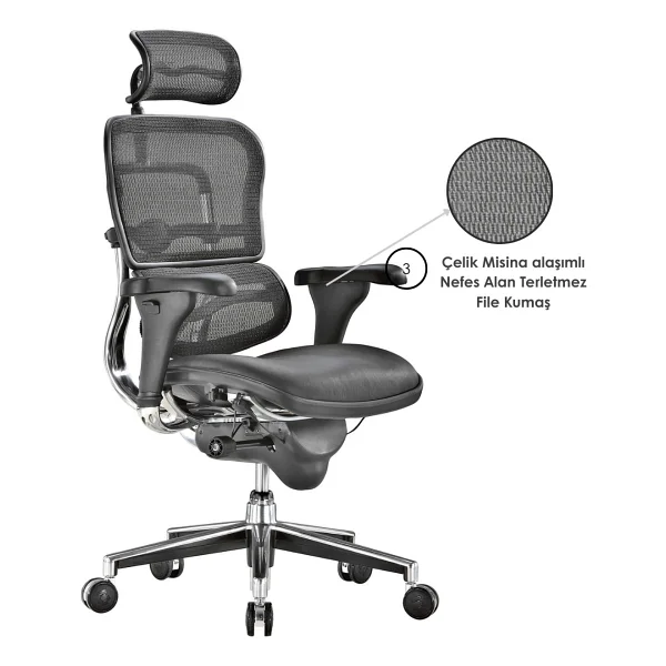 Casella Enjoy Fileli Yönetici Koltuğu Ofis Koltuğu Ergonomik, Şık Ve Fonksiyonel - Görsel 4