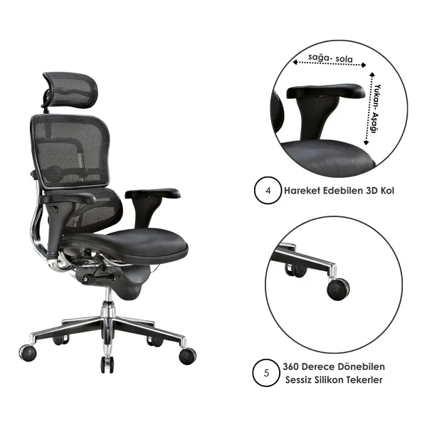 Casella Enjoy Fileli Yönetici Koltuğu Ofis Koltuğu Ergonomik, Şık Ve Fonksiyonel - Görsel 5