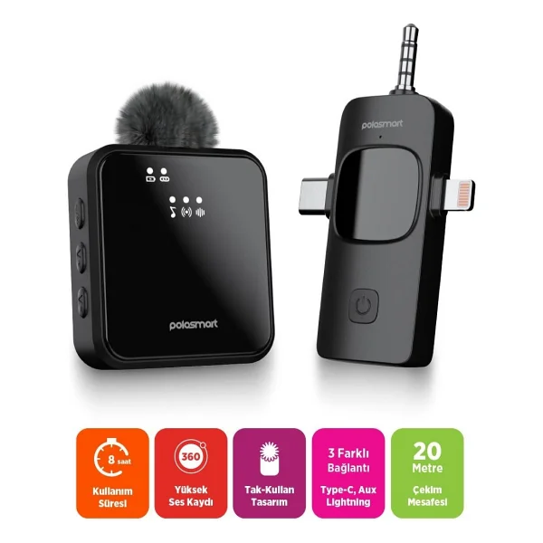 Polosmart Pbs159 Kablosuz Yaka Mikrofonu - Görsel 2