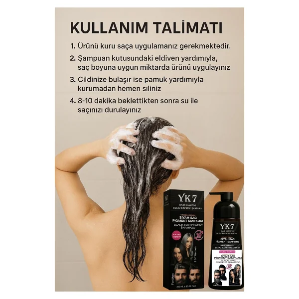 Yk7 Kozmetik Yk7 Beyaz Kapatıcı (Küllü Kumral 7.1) Şampuan 300 Ml. - Görsel 2