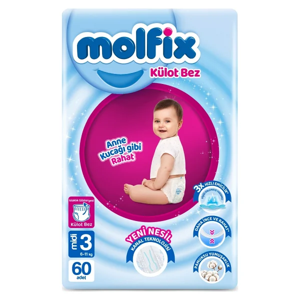Molfix 3 Numara Midi 60'lı Külot Bez