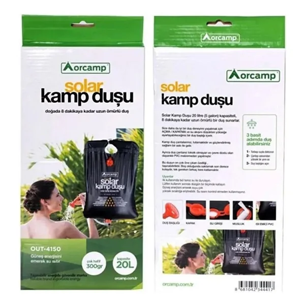 Orcamp Solar Kamp Duşu 20 Litre Kapasite Toksik Olmayan Çevre Dostu Malzeme İle Üretilmiştir - Görsel 5