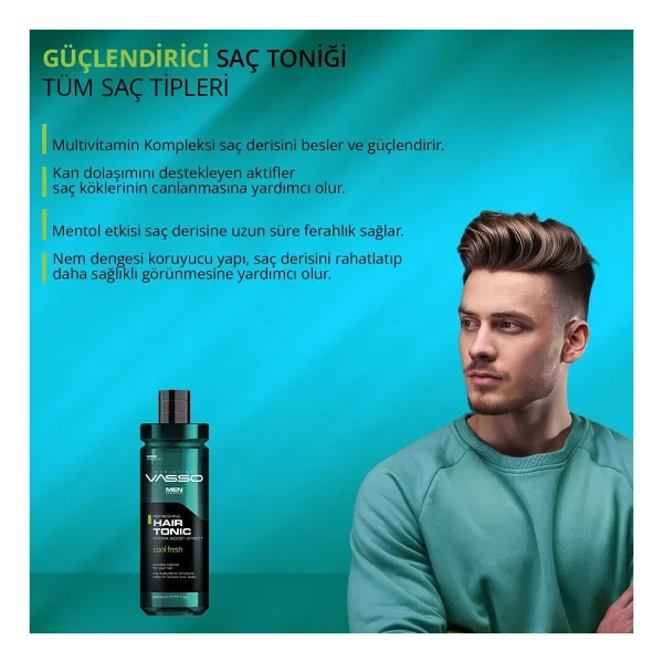 Vasso Mentol Ve Multivitaminli Ferahlatıcı Saç Toniği - Hair Tonic 260 Ml - Görsel 3