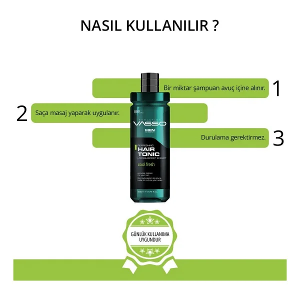 Vasso Mentol Ve Multivitaminli Ferahlatıcı Saç Toniği - Hair Tonic 260 Ml - Görsel 5