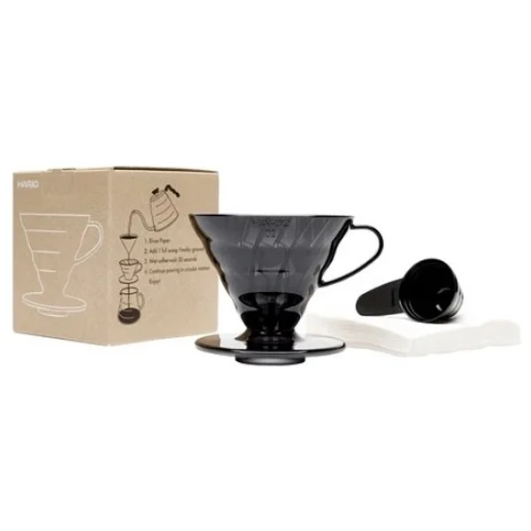 Ayrstore Hario V60 02 Plastik Dripper Ve 40'lı Filtre Kağıdı Seti, Siyah Şeffaf - Görsel 4