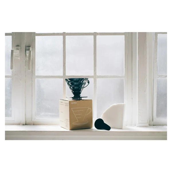 Ayrstore Hario V60 02 Plastik Dripper Ve 40'lı Filtre Kağıdı Seti, Siyah Şeffaf - Görsel 2