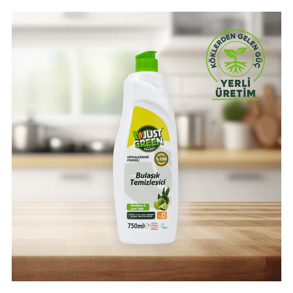 Just Green Organic Bitkisel Okaliptüs Ve Lime Yağlı Sıvı Bulaşık Deterjanı 750 Ml - Görsel 5
