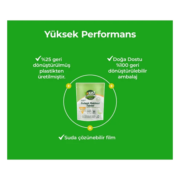 Just Green Organic Bulaşık Makinesi Tableti 30'lu - Görsel 3
