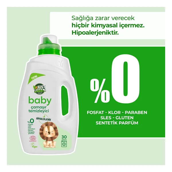 Just Green Organic Baby Çamaşır Deterjanı 1500 Ml - Görsel 2